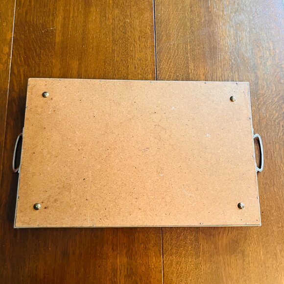 1940's Reverse Glass Painted Butterfly Tray - Double Handled - - Picture 5 of 11